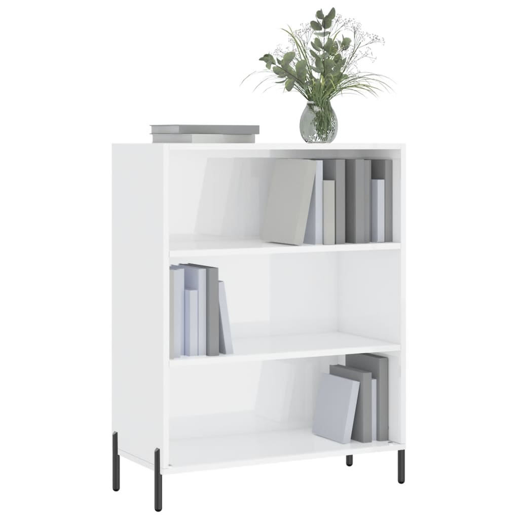 Armoire à étagères blanc brillant 69,5x32,5x90 cm en bois