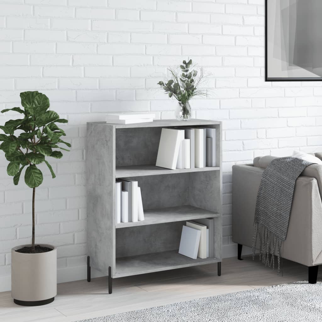 Armoire à étagères gris béton 69,5x32,5x90 cm en bois