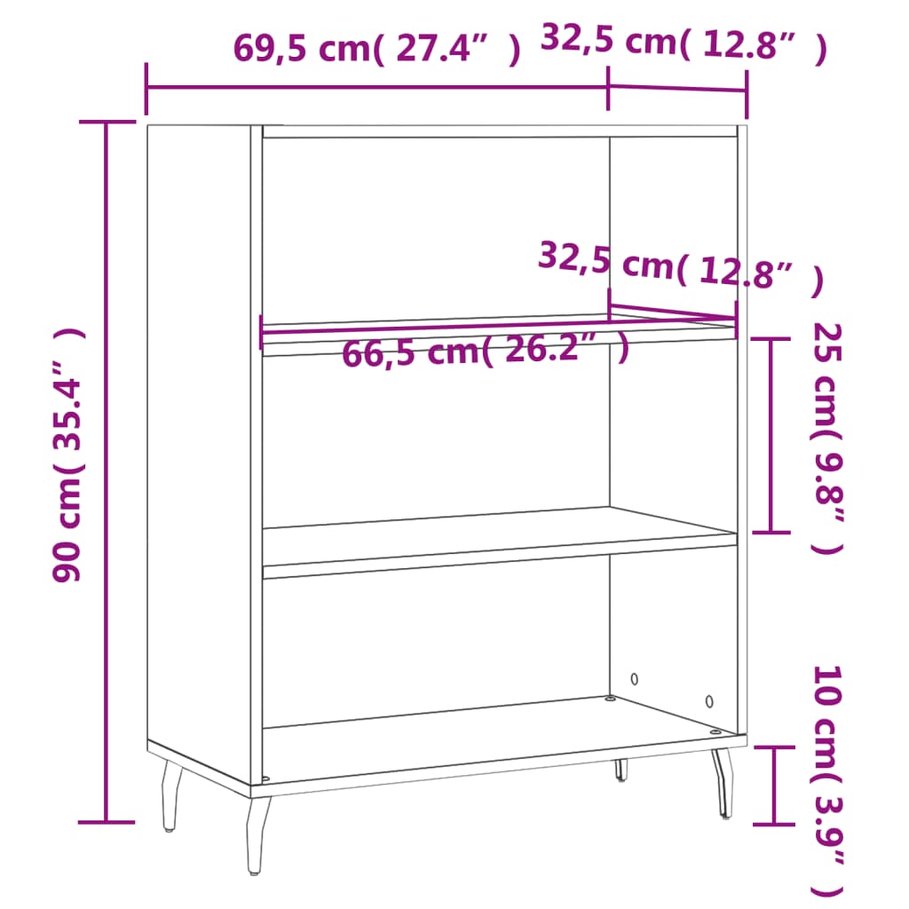 Armoire à étagères gris béton 69,5x32,5x90 cm en bois
