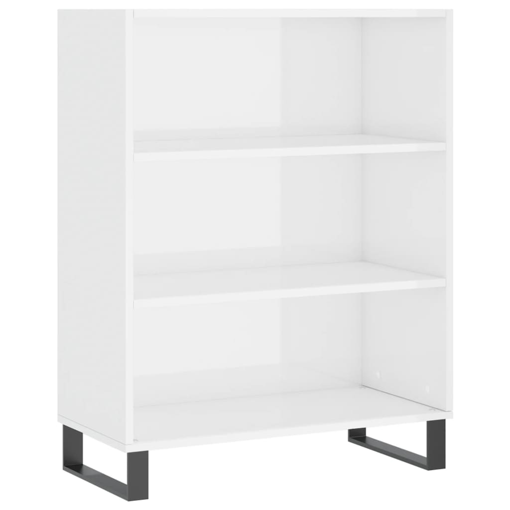 Armoire à étagères blanc brillant 69,5x32,5x90 cm en bois