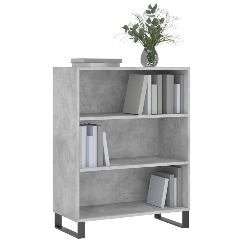 Armoire à étagères gris béton 69,5x32,5x90 cm en bois