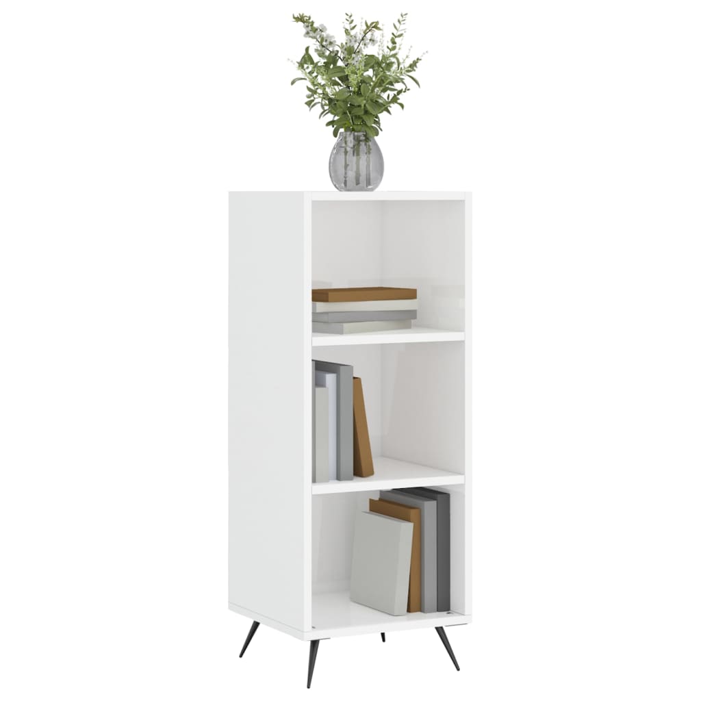 Armoire à étagères blanc brillant 34,5x32,5x90 cm en bois