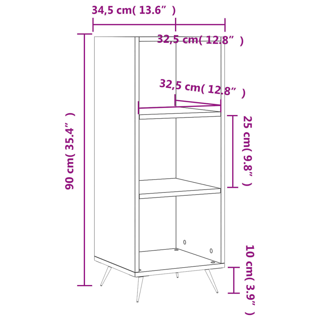 Armoire étagère gris Sonoma 34,5x32,5x90 cm en bois