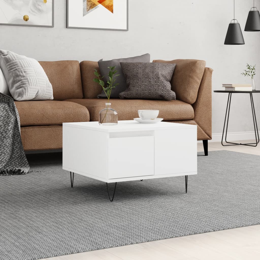 Coffee Table White 55x55x36.5 cm Wood Material
