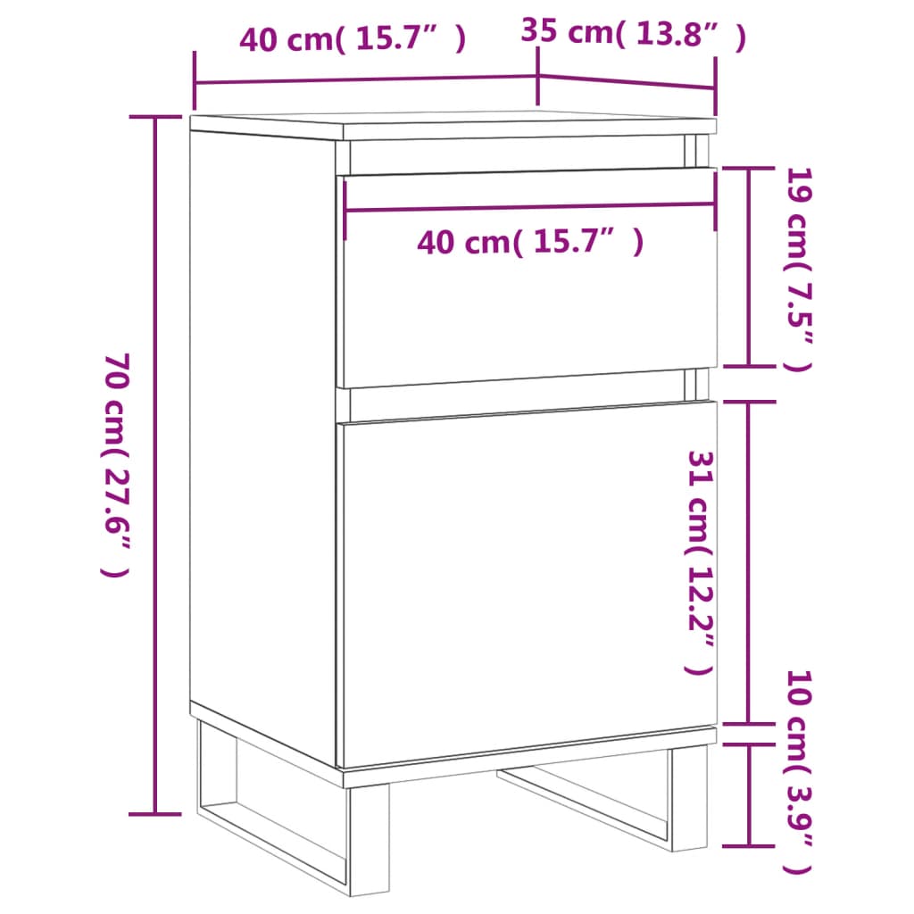 Sideboards 2 Stk. Betongrau 40x35x70 cm Holzwerkstoff