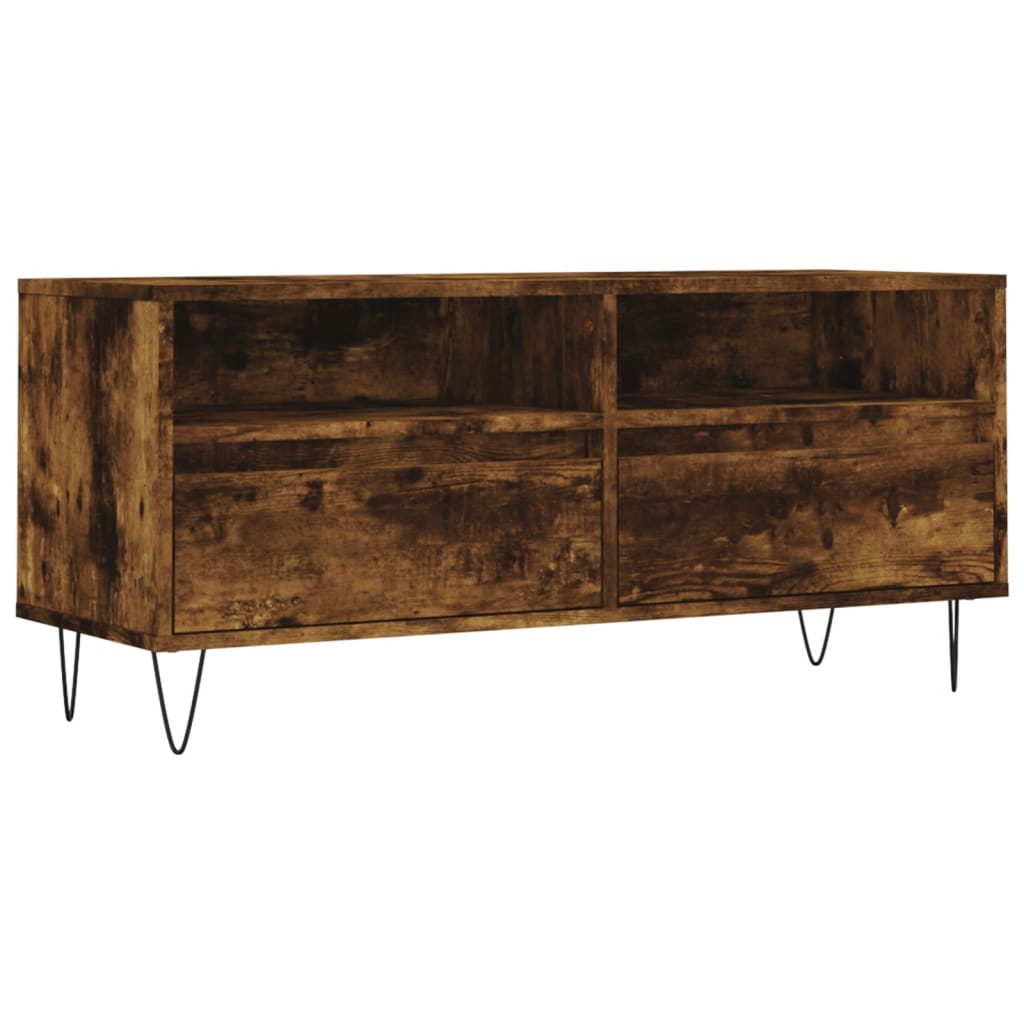 Meuble TV chêne fumé 100x34,5x44,5 cm matériau bois
