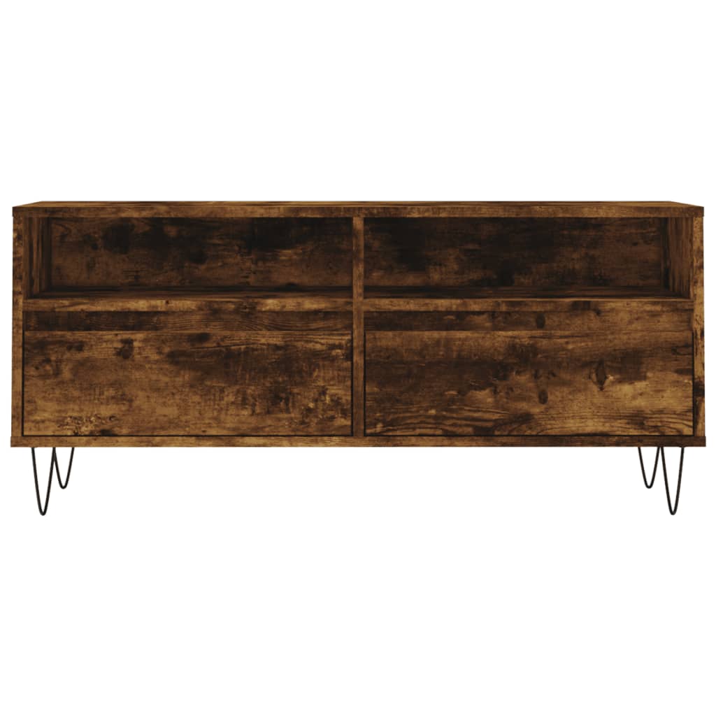 Meuble TV chêne fumé 100x34,5x44,5 cm matériau bois