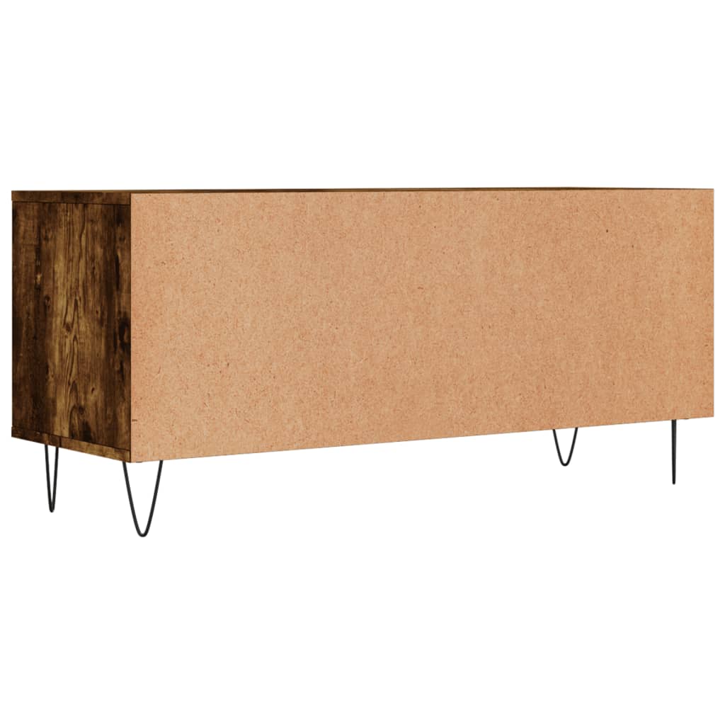 Meuble TV chêne fumé 100x34,5x44,5 cm matériau bois