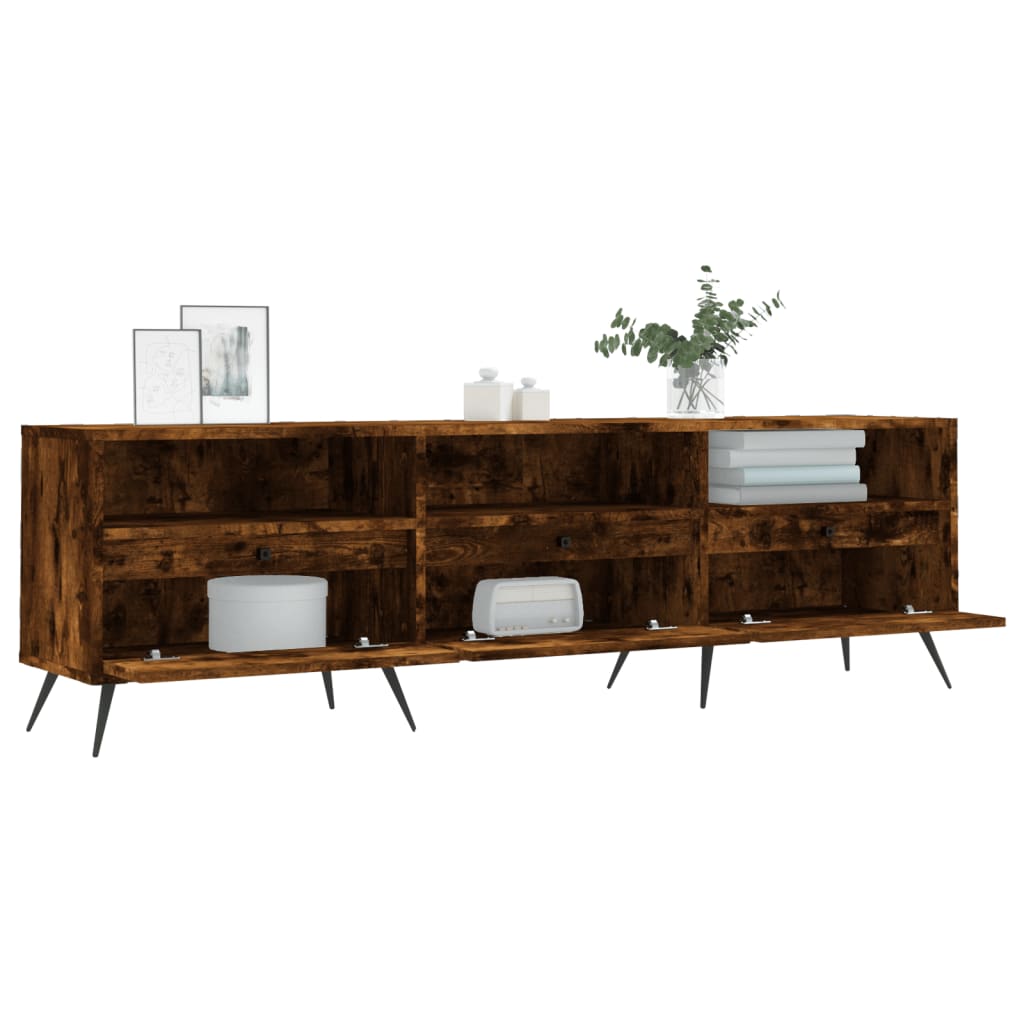 Meuble TV chêne fumé 150x30x44,5 cm matériau bois