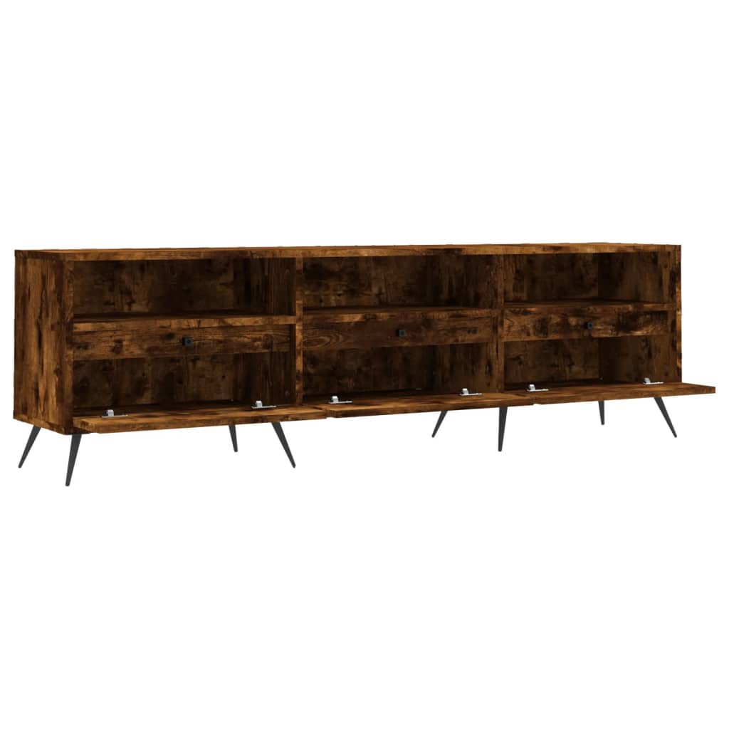 Meuble TV chêne fumé 150x30x44,5 cm matériau bois