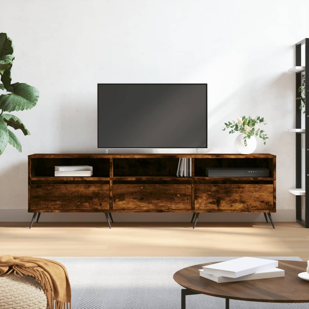 Meuble TV chêne fumé 150x30x44,5 cm matériau bois