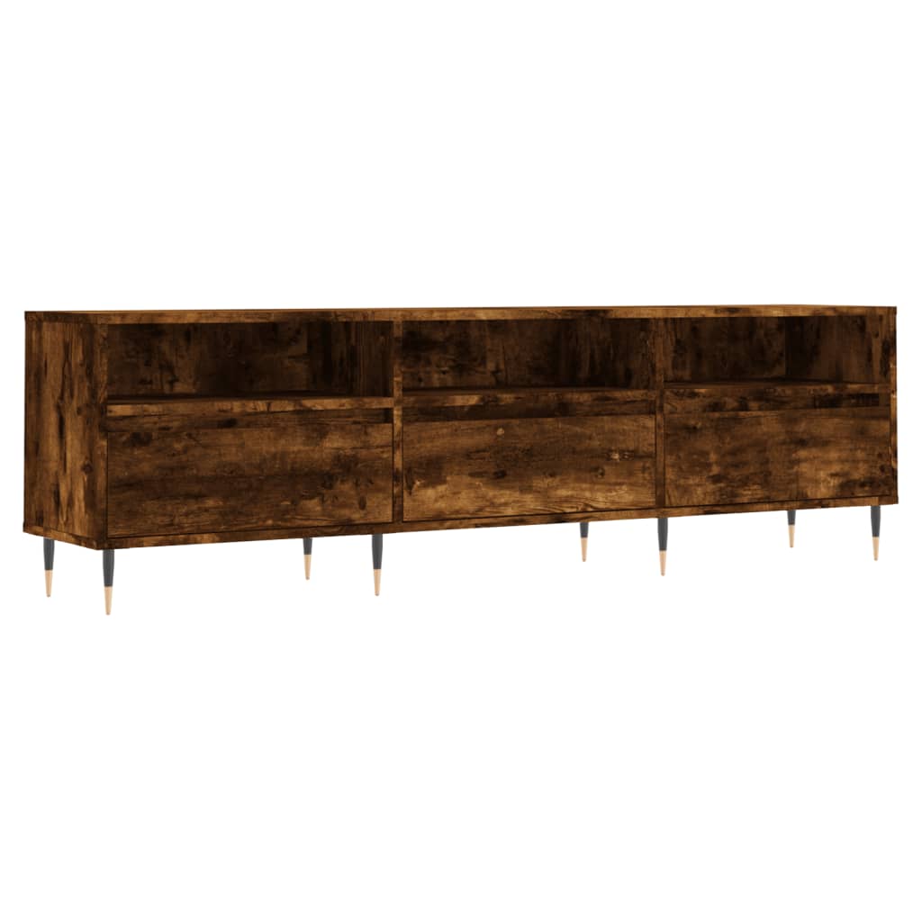 Meuble TV chêne fumé 150x30x44,5 cm matériau bois