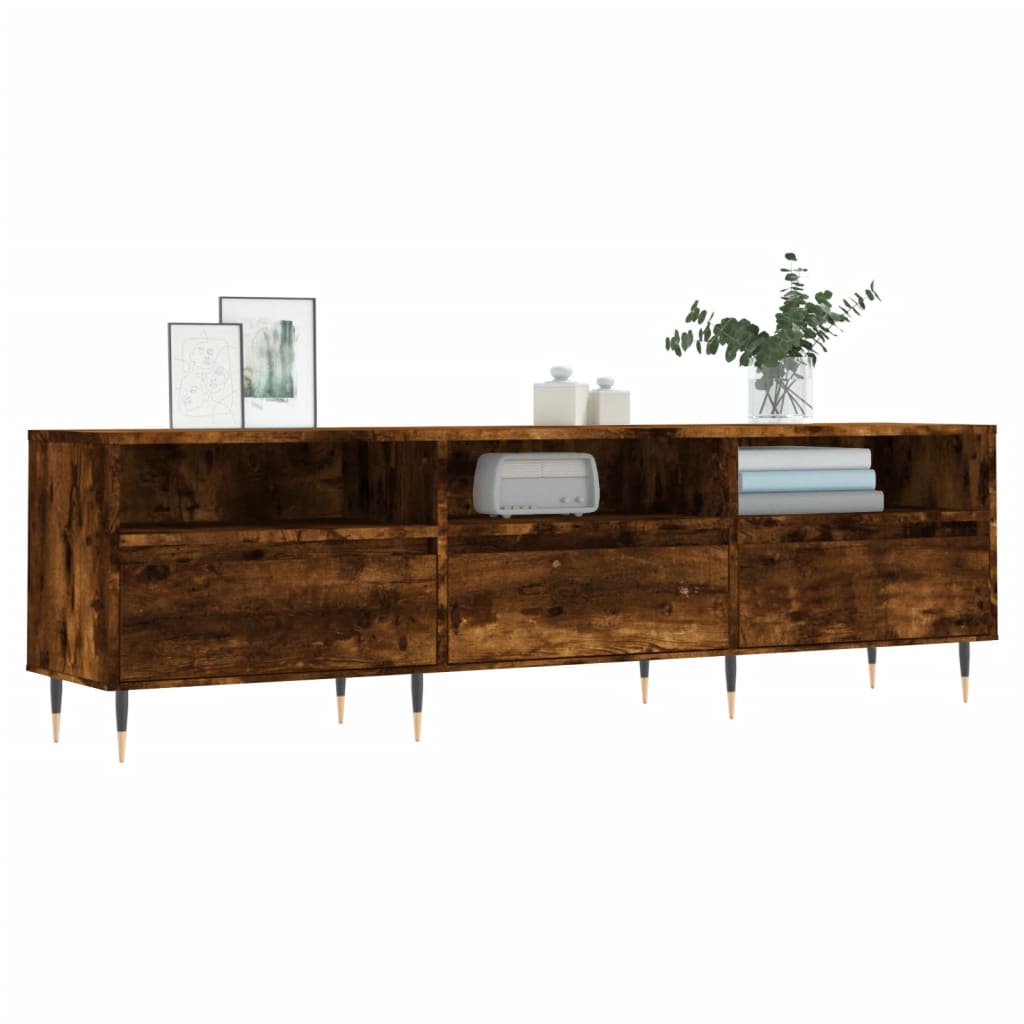 Meuble TV chêne fumé 150x30x44,5 cm matériau bois