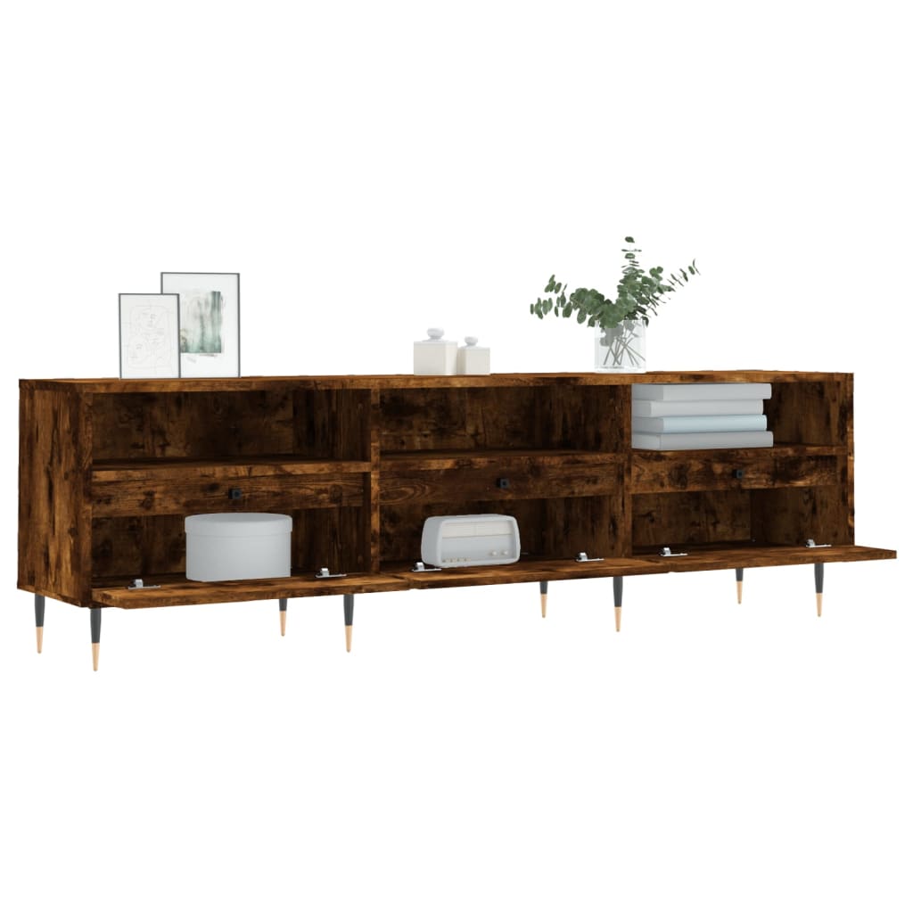 Meuble TV chêne fumé 150x30x44,5 cm matériau bois