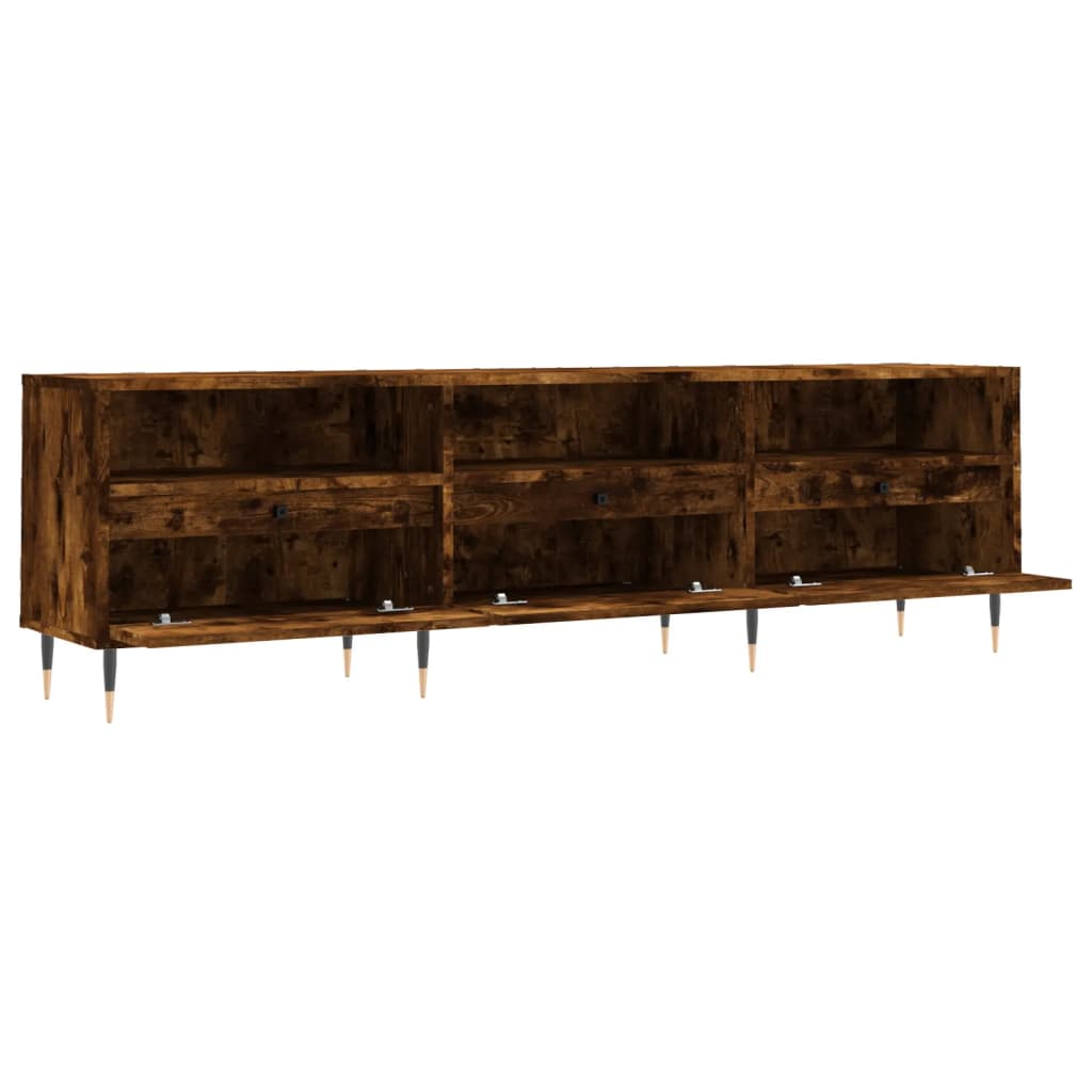 Meuble TV chêne fumé 150x30x44,5 cm matériau bois