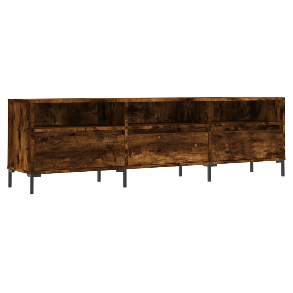 Meuble TV chêne fumé 150x30x44,5 cm matériau bois