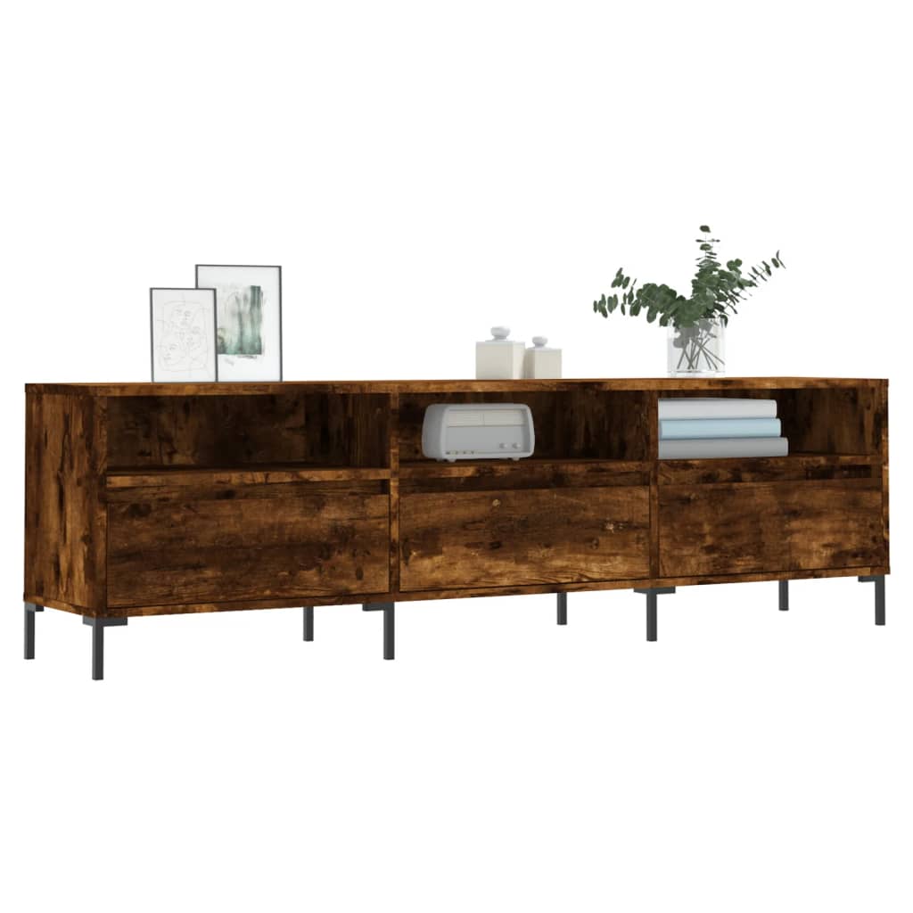 Meuble TV chêne fumé 150x30x44,5 cm matériau bois