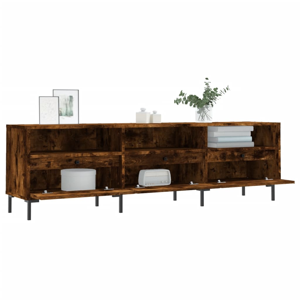 Meuble TV chêne fumé 150x30x44,5 cm matériau bois