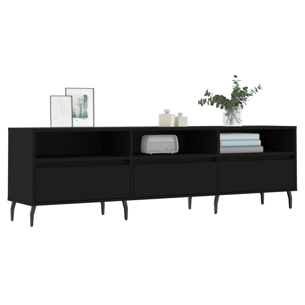 Meuble TV noir 150x30x44,5 cm en bois