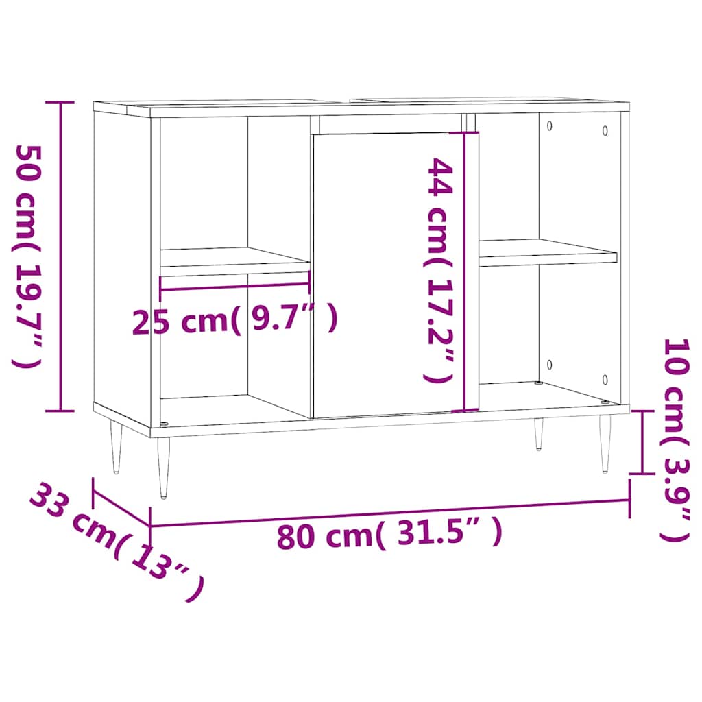 Badschrank Schwarz 80x33x60 cm Holzwerkstoff