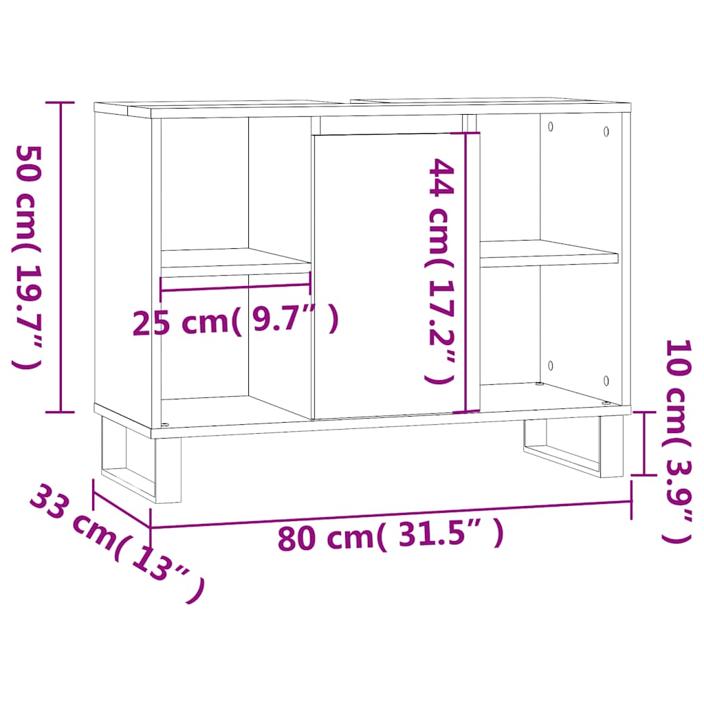 Badschrank Betongrau 80x33x60 cm Holzwerkstoff