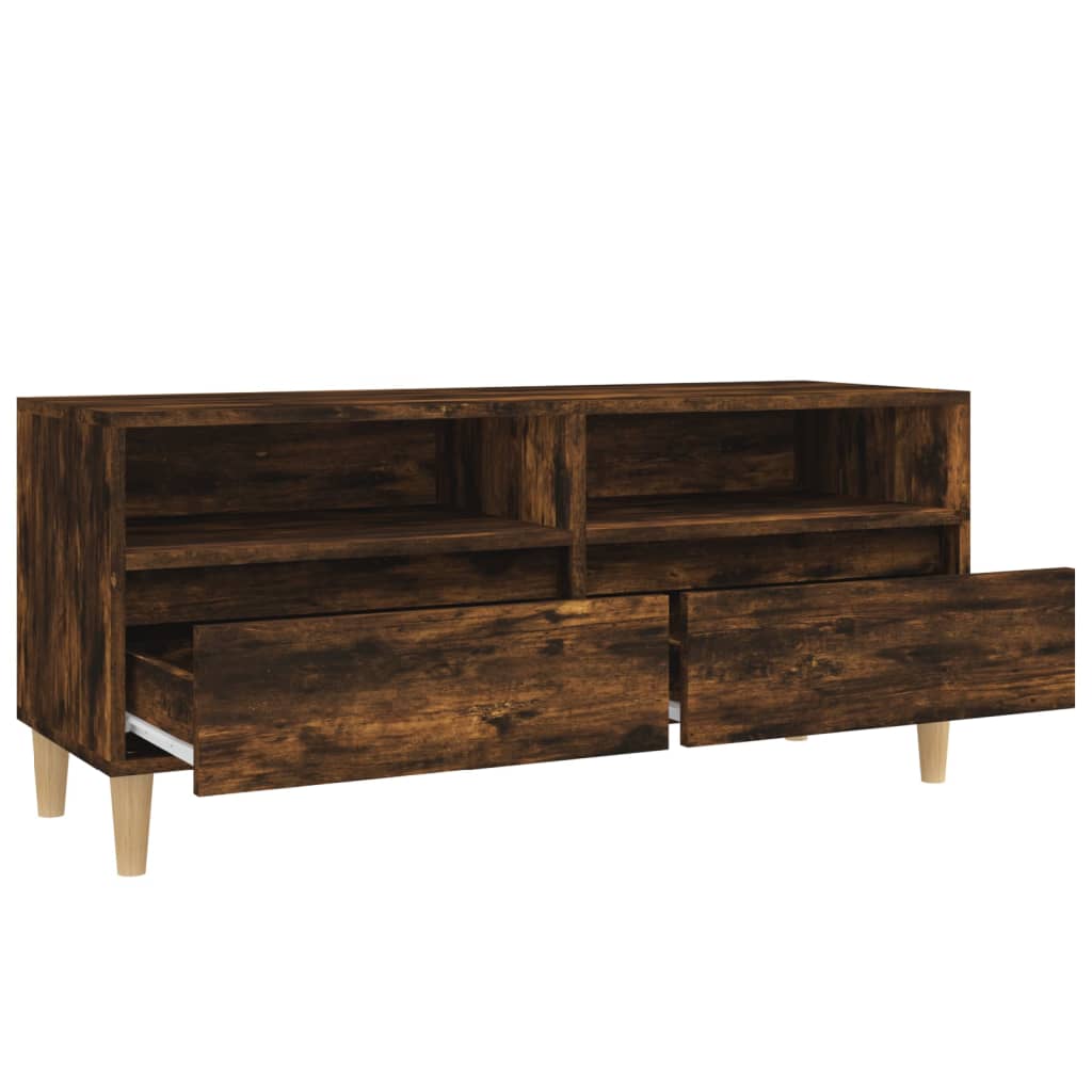 Meuble TV chêne fumé 100x34,5x44,5 cm matériau bois