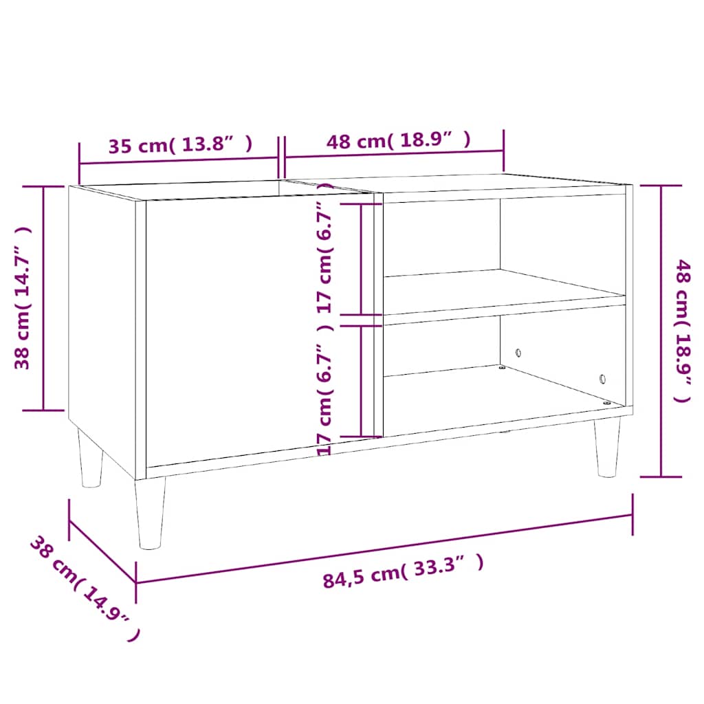 Plattenschrank Schwarz 84,5x38x48 cm Holzwerkstoff