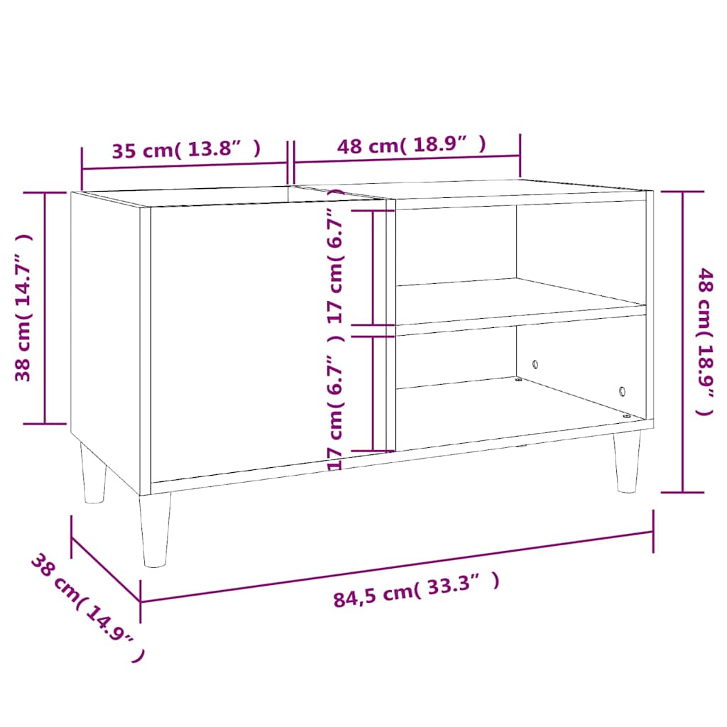 Plattenschrank Sonoma-Eiche 84,5x38x48 cm Holzwerkstoff