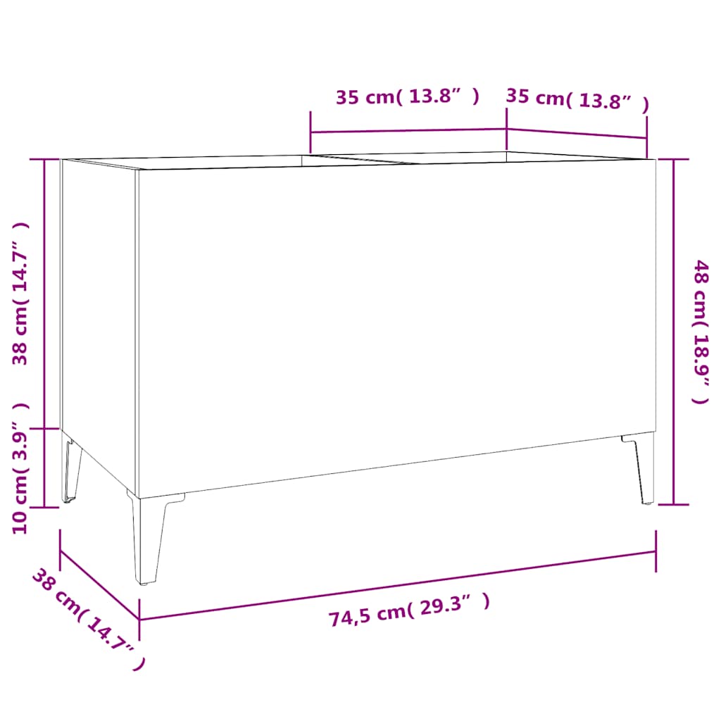 Plattenschrank Grau Sonoma 74,5x38x48 cm Holzwerkstoff
