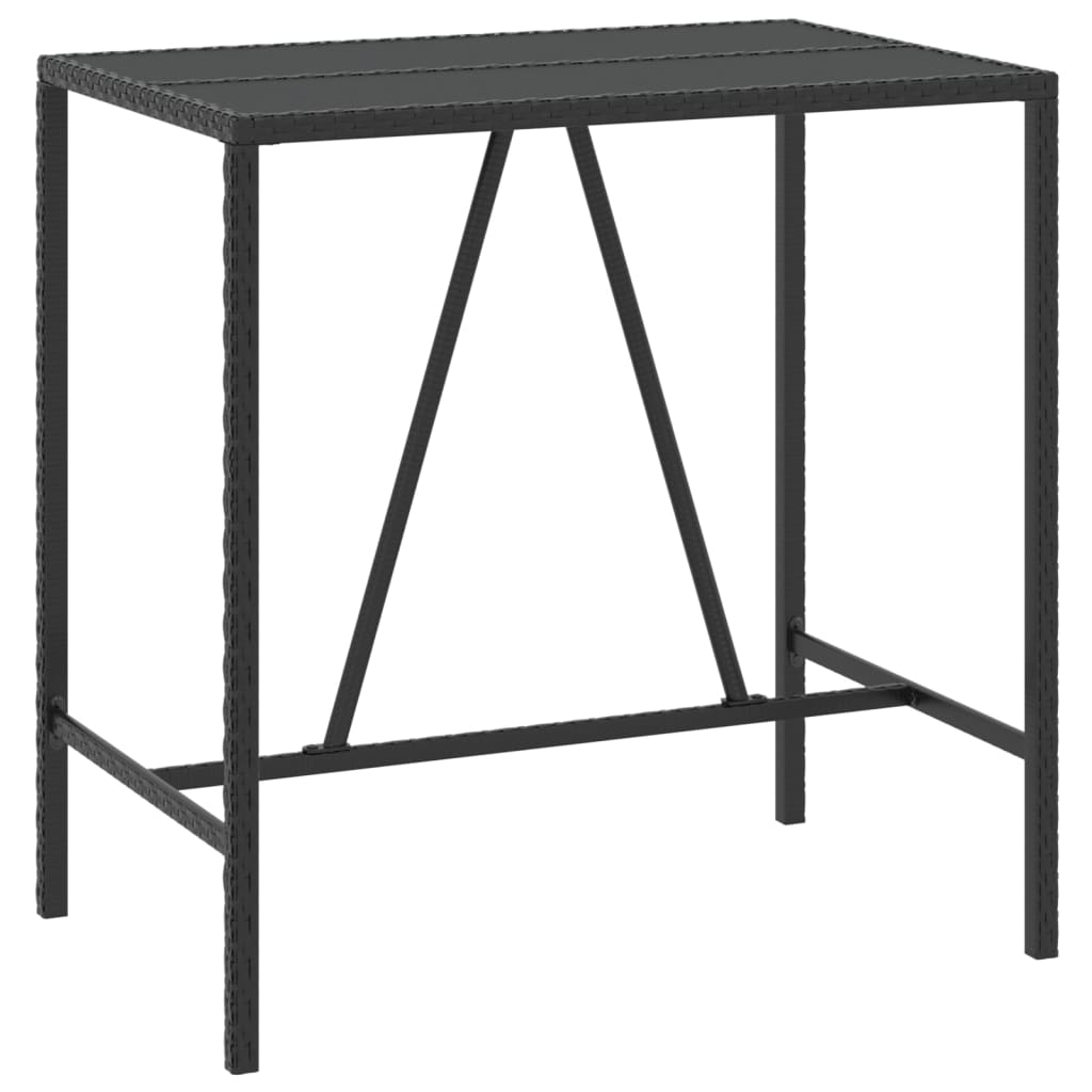 5-tlg. Gartenbar-Set Schwarz Poly Rattan & Massivholz Akazie