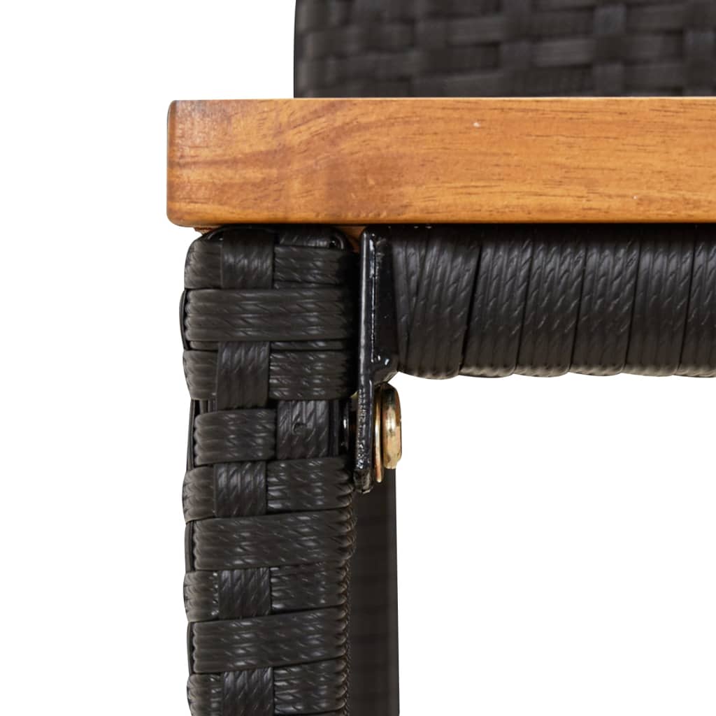 5-piece garden bar set, black, poly rattan and solid acacia wood