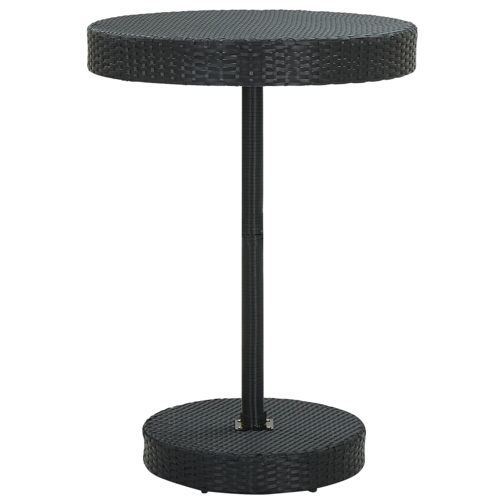 5-piece garden bar set, black, poly rattan and solid acacia wood