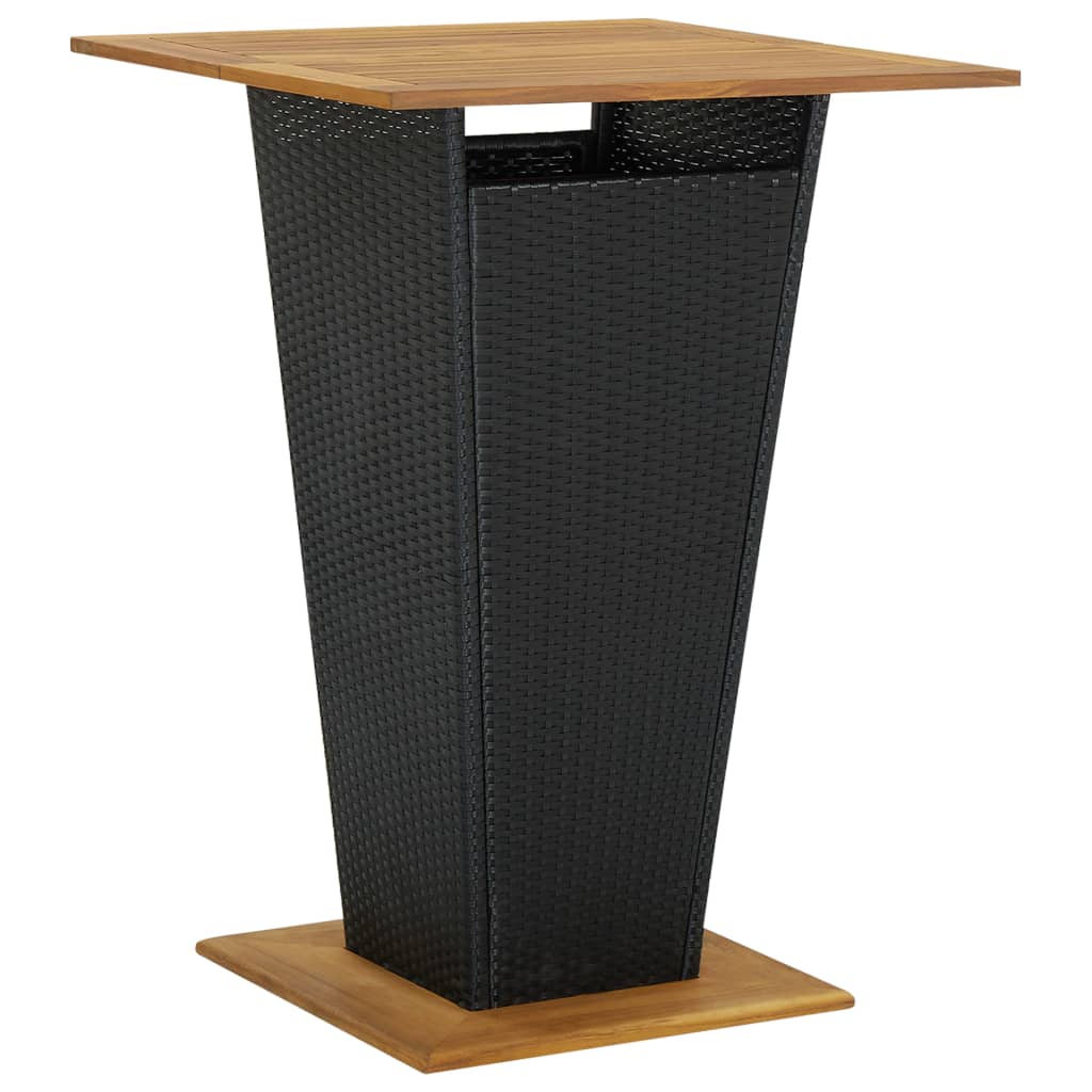 5-tlg. Gartenbar-Set Schwarz Poly Rattan & Massivholz Akazie