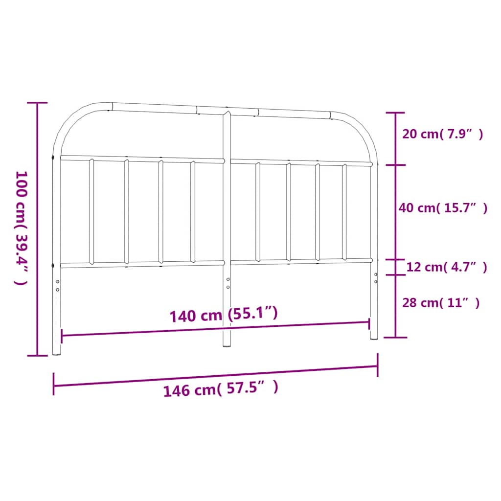 Ersatz-Kopfteil Metall Schwarz 140 cm