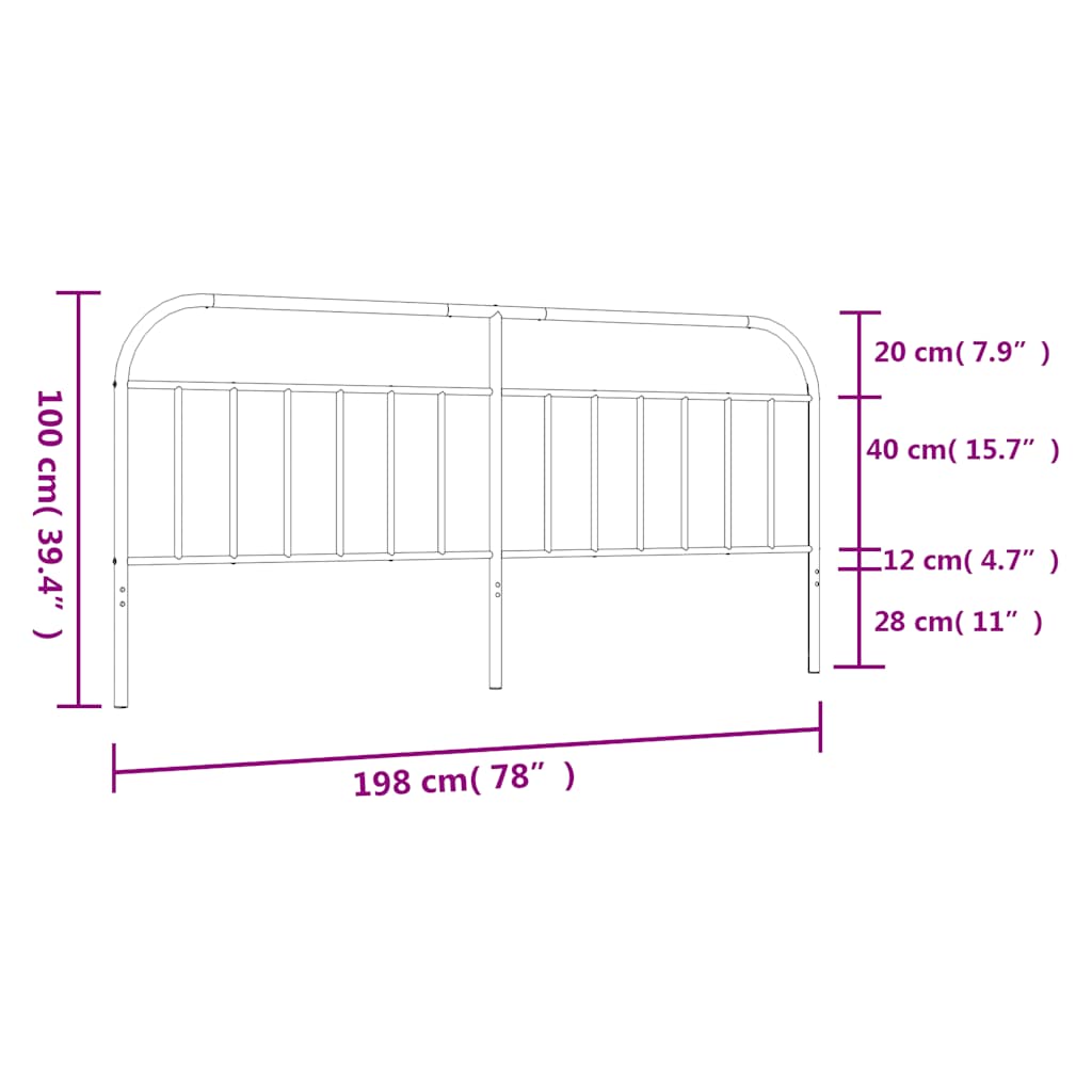 Ersatz-Kopfteil Metall Weiß 193 cm