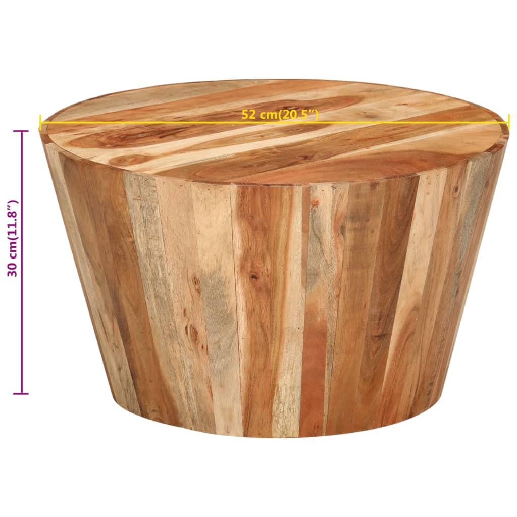 Couchtisch Ø52x30 cm Massivholz Akazie