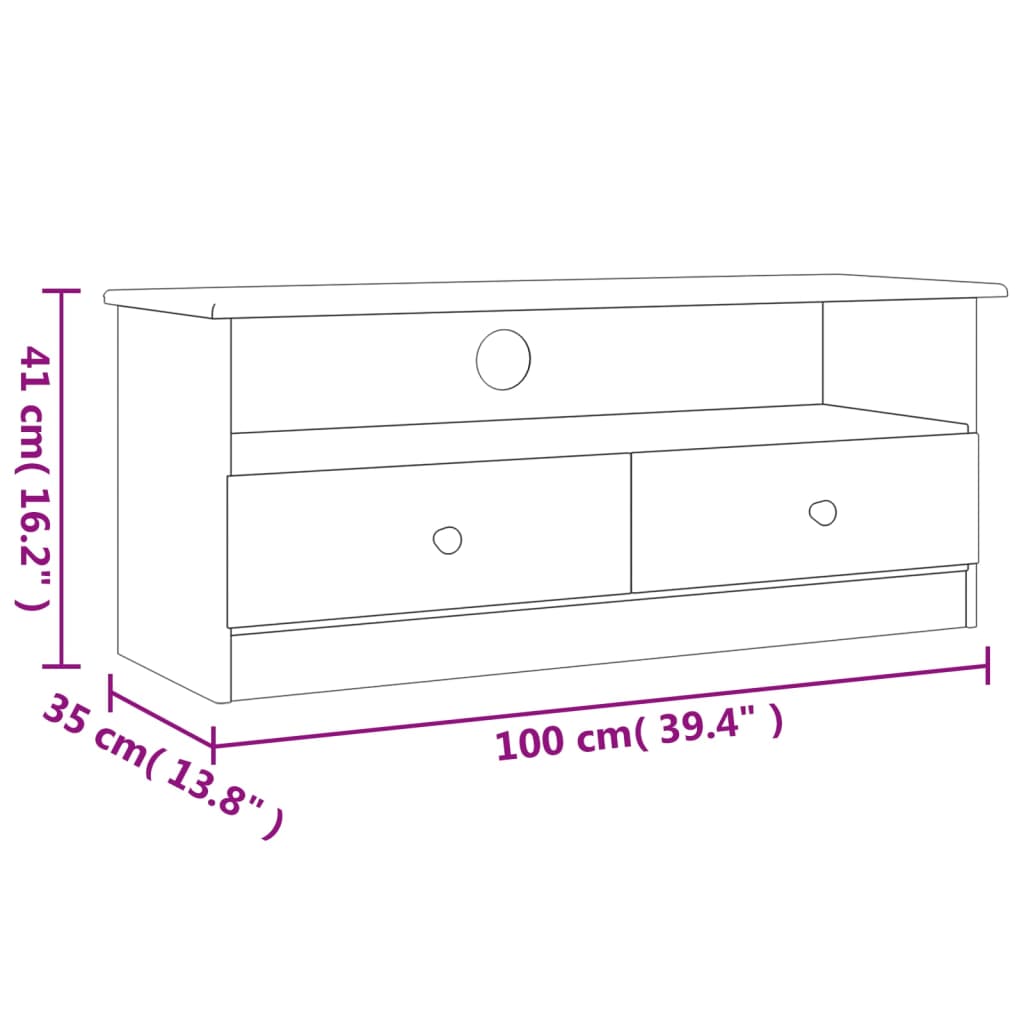 Meuble TV avec tiroirs ALTA Blanc 100x35x41 cm pin