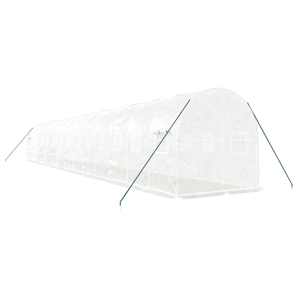 Gewächshaus mit Stahlrahmen Weiß 28 m² 14x2x2 m
