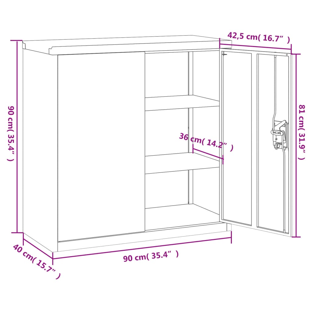 Aktenschrank Hellgrau 90x40x130 cm Stahl