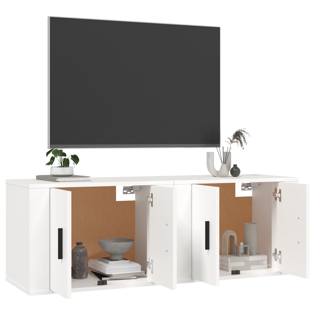 Meubles TV muraux, lot de 2, blanc, 57 x 34,5 x 40 cm