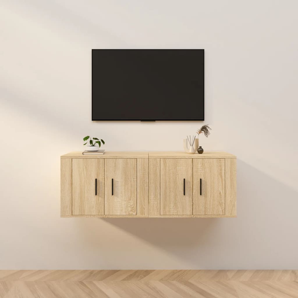 TV-Wandschränke 2 Stk. Sonoma-Eiche 57x34,5x40 cm