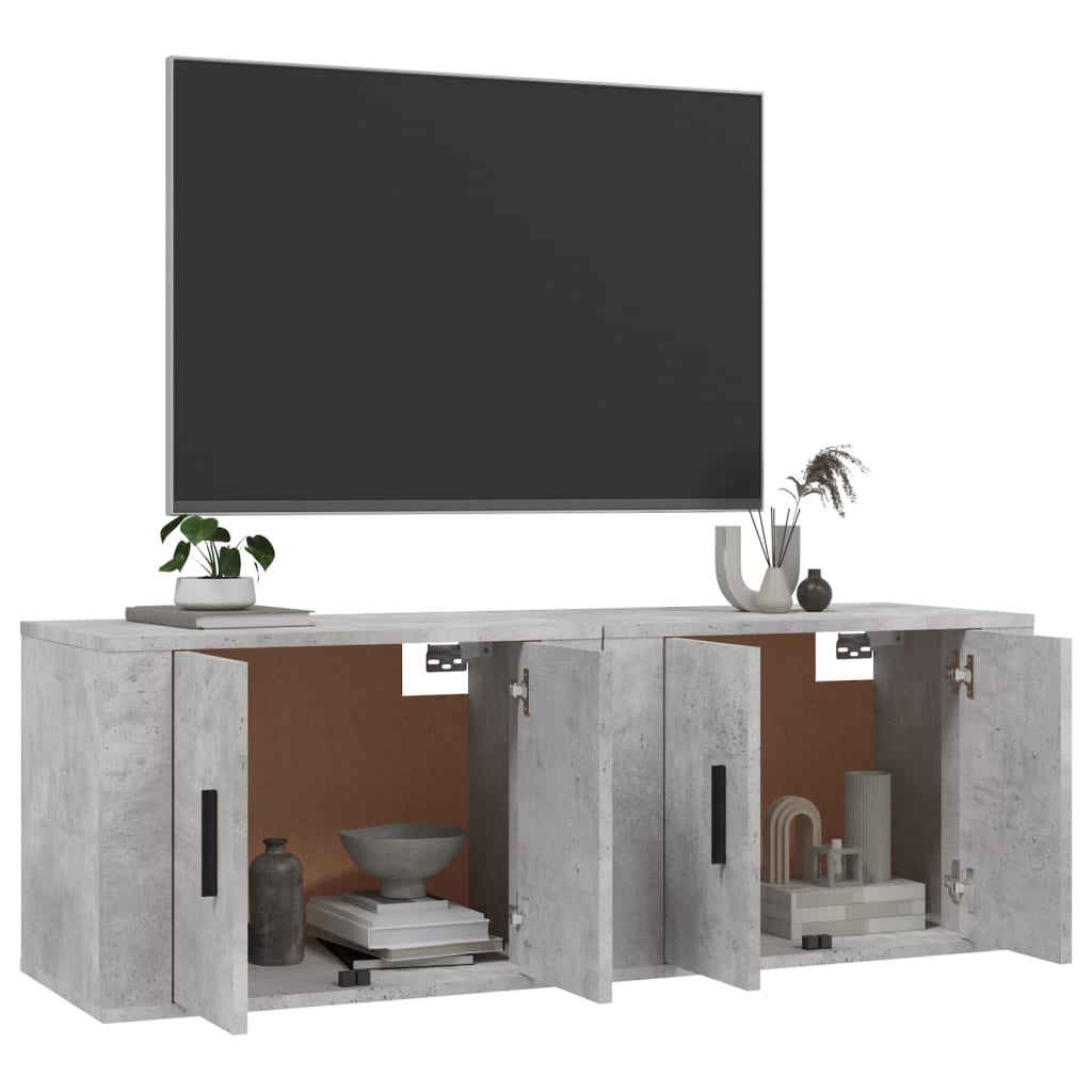 Meubles TV muraux, 2 pièces, gris béton, 57 x 34,5 x 40 cm