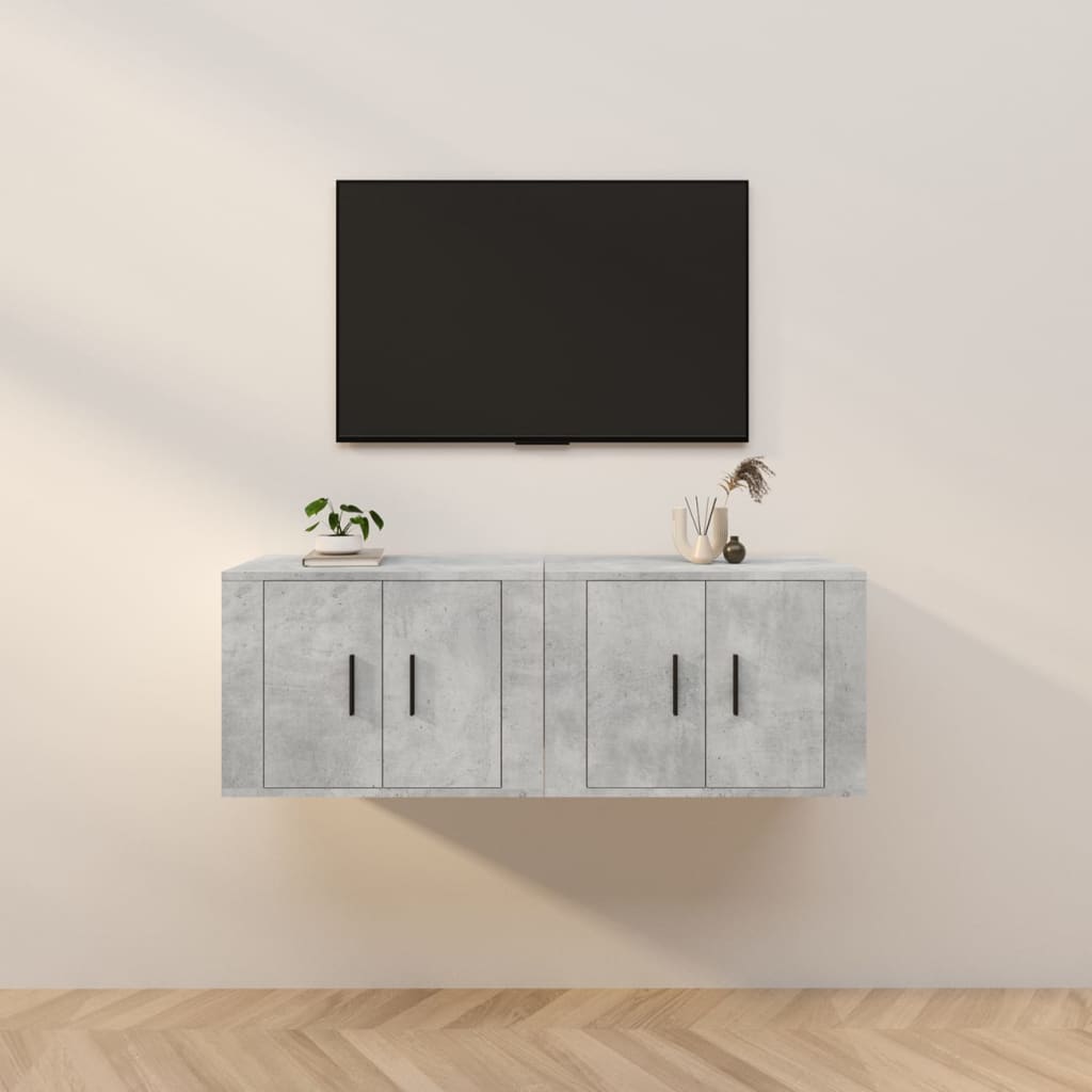 Meubles TV muraux, 2 pièces, gris béton, 57 x 34,5 x 40 cm