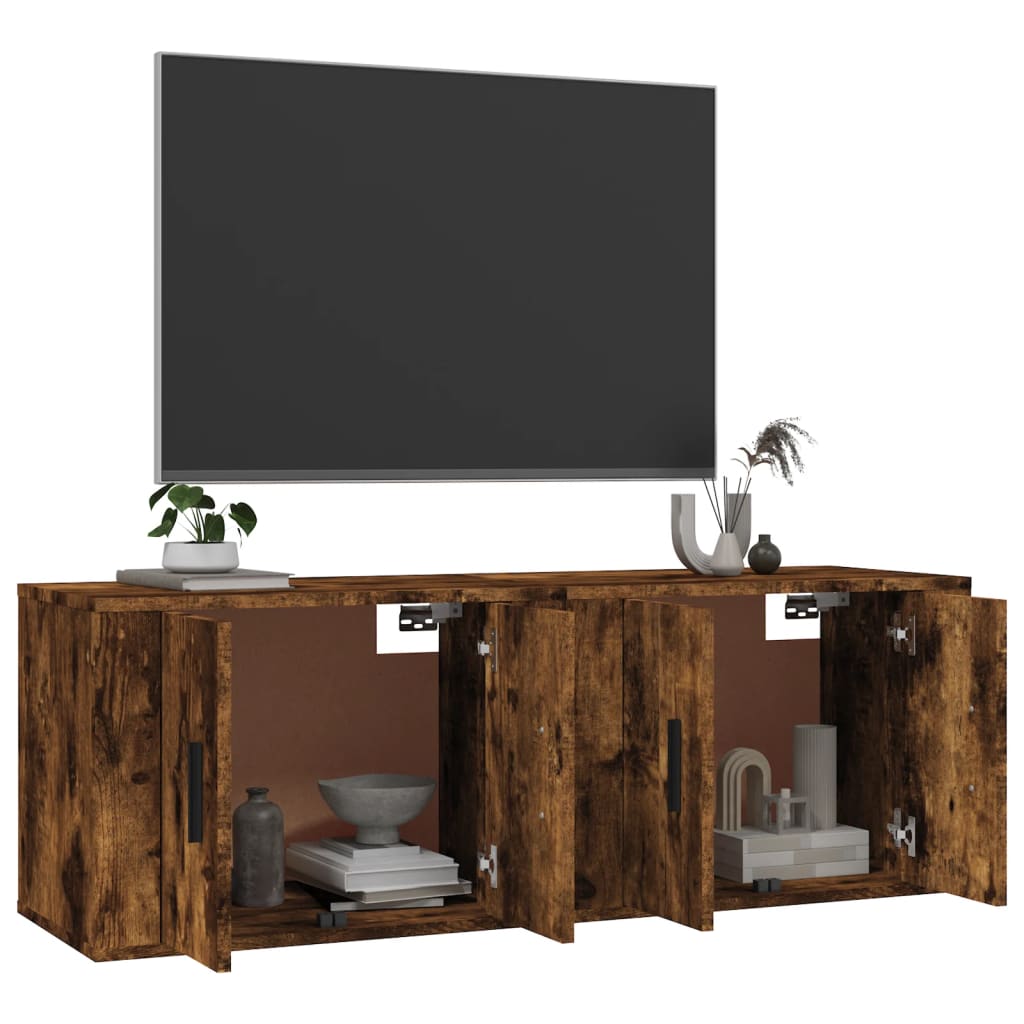 Meubles TV muraux, 2 pièces, chêne fumé, 57 x 34,5 x 40 cm