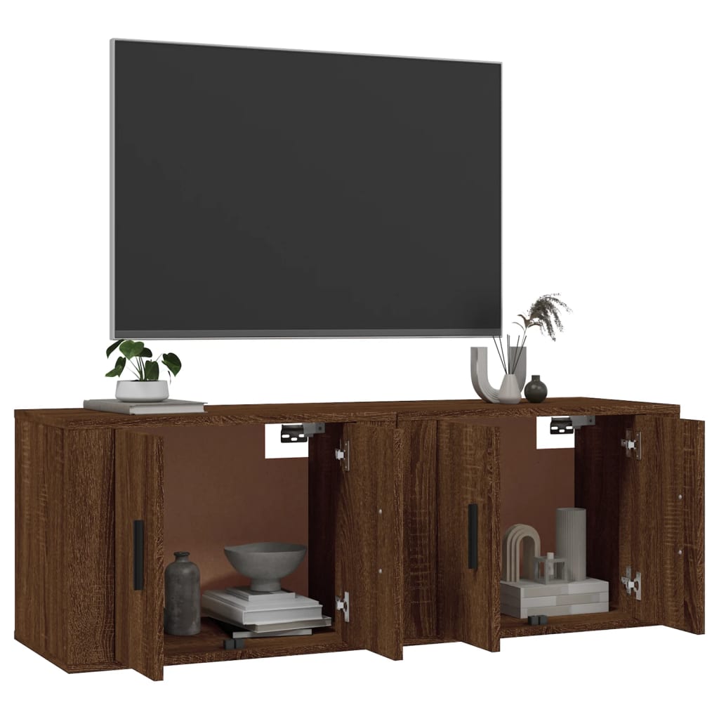 Meubles TV muraux, lot de 2, aspect chêne brun, 57 x 34,5 x 40 cm