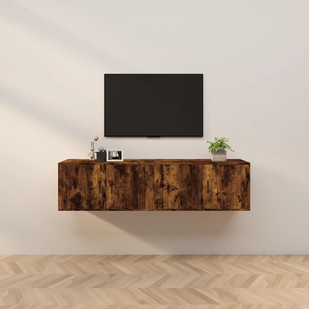 TV-Wandschränke 2 Stk. Räuchereiche 80x34,5x40 cm