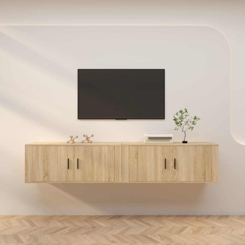 TV-Wandschränke 2 Stk. Sonoma-Eiche 100x34,5x40 cm