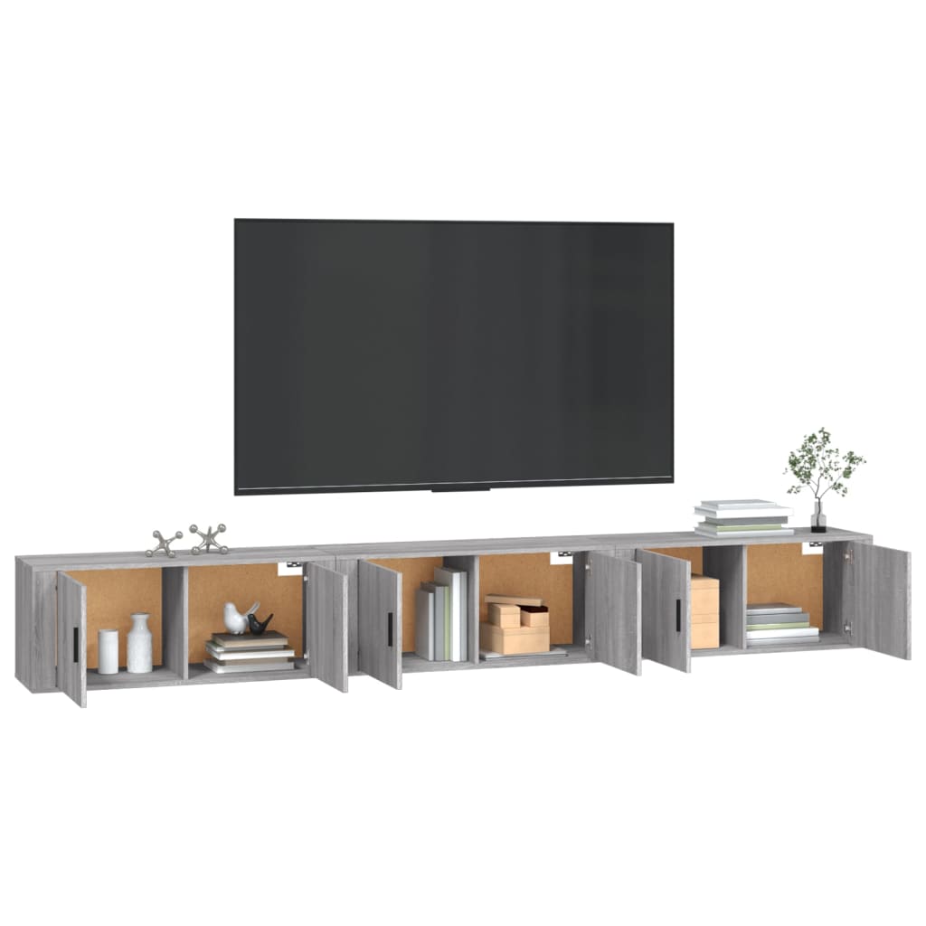 TV-Wandschränke 3 Stk. Grau Sonoma 100x34,5x40 cm