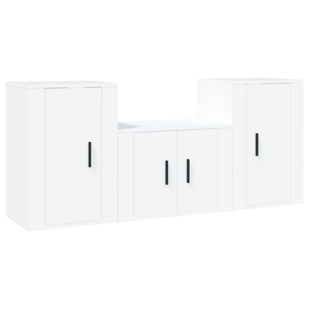 Ensemble de meubles TV 3 pièces en bois blanc