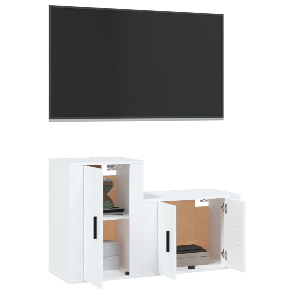 Ensemble de meubles TV 2 pièces en bois blanc